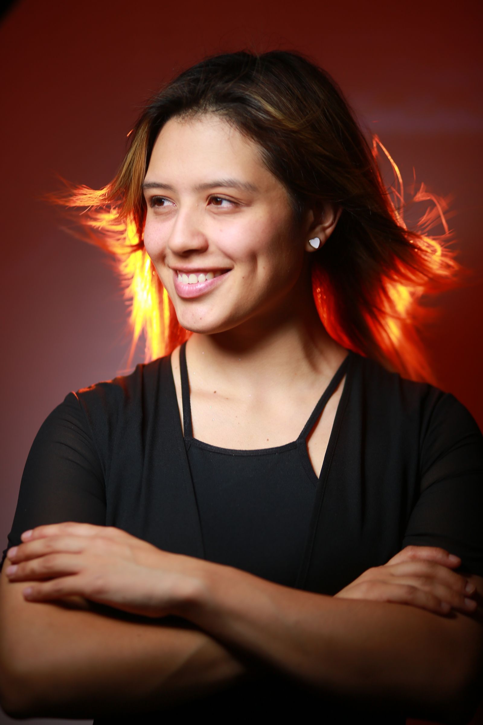 A confident woman looking at the camera